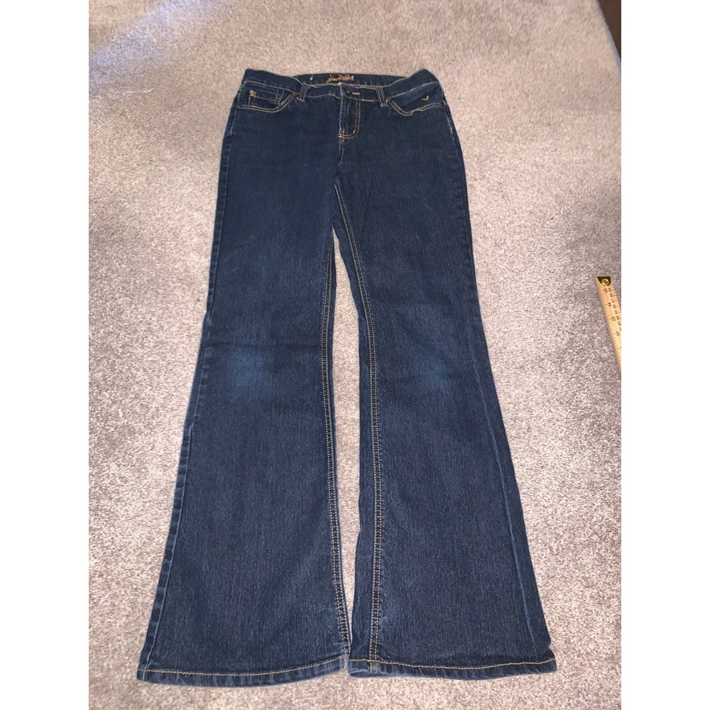 Grane Womens Dark Wash Embroidered Bootcut Jeans Size 7 Y2K Low Rise Flare